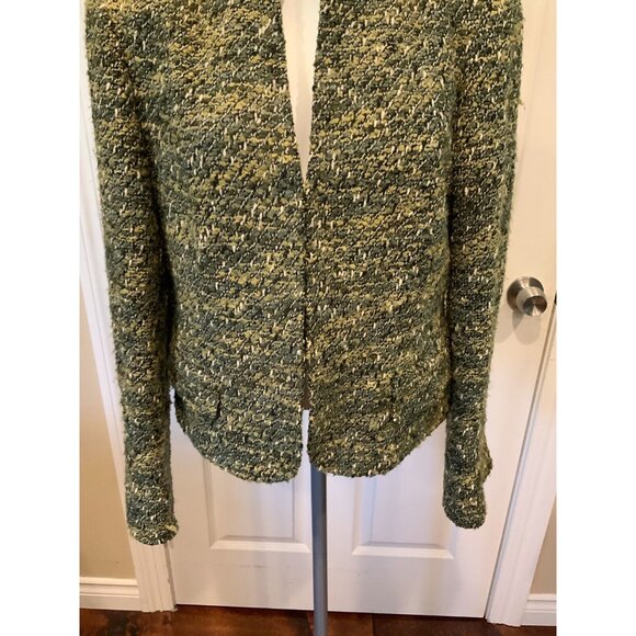 Lafayette 148 New York Green & White Tweed Jacket, Size 12 - Picture 3 of 8